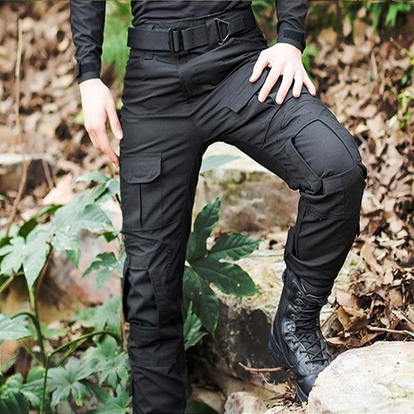 

pants pro tactical military camouflage cargo pants men ripsantipilling army swat combat trousers breathable casual pants, Black