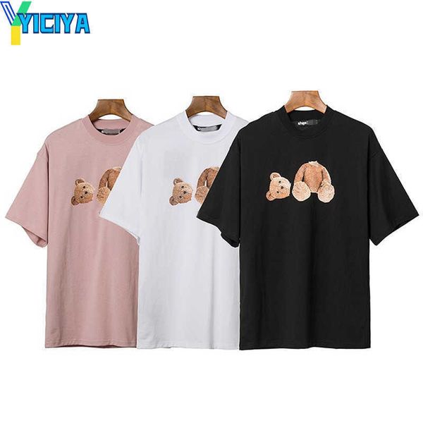 

yiciya t shirt designer tshirt palm shirts for men boy girl sweat tee shirts printing bear oversize breathable casual angels t-shirts 100% p, White;black