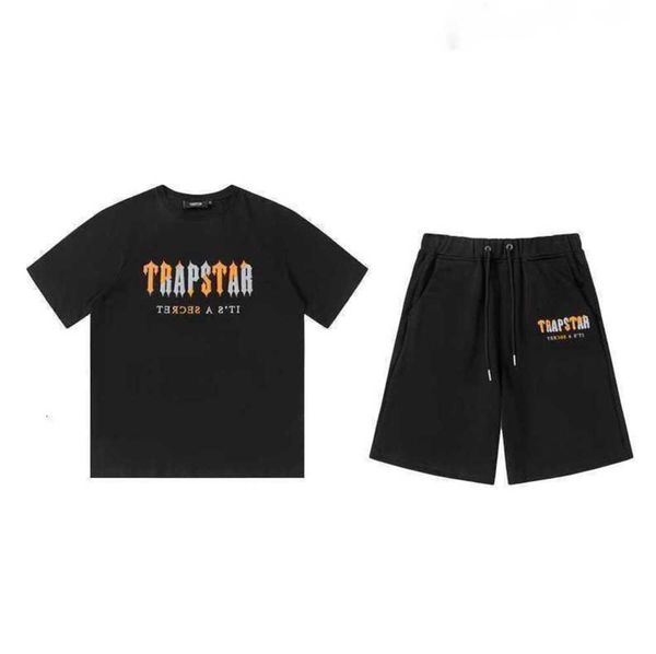 

men's t-shirt trapstar designer embroidered alphabet luxury black and white gray rainbow summer sports fashion cotton thread short slee, White;black