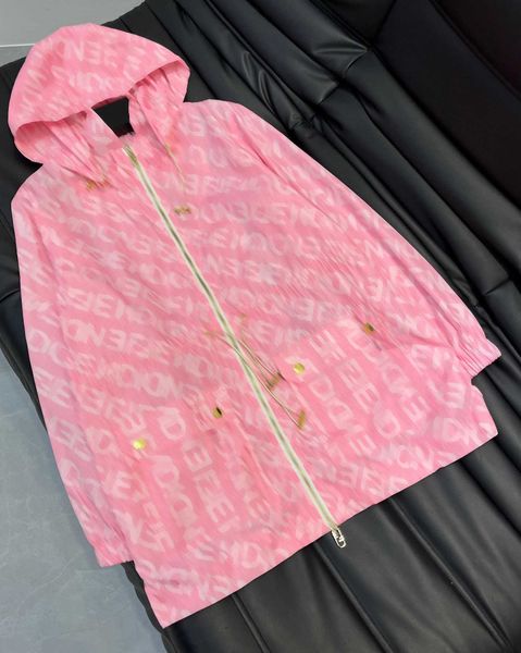 

women designer jacket summer 2023 full body logo sun protection fabric jackets letter printed mesh lined design long hooded jacket 0912, Black;brown