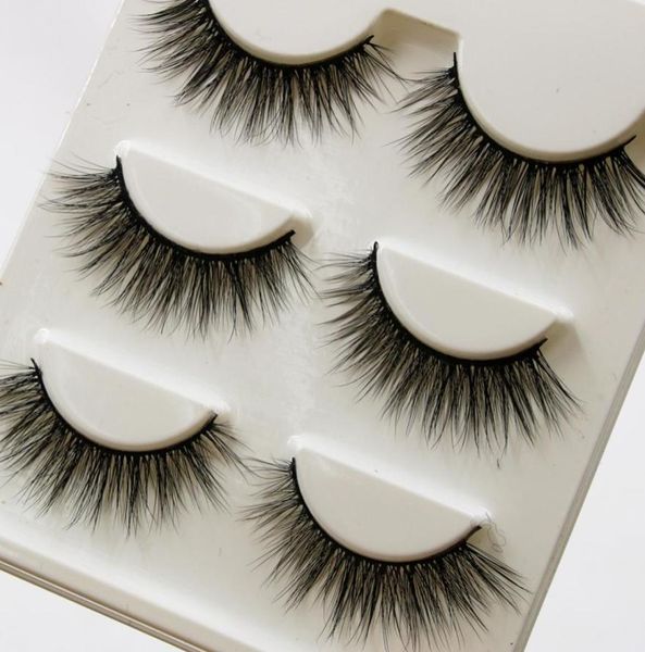 

3d mink false eyelashes 3d15 3 pairs handmade cotton thread messy soft natural thick fake eyelashes makeup tools eye6750289