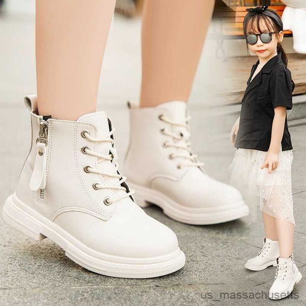 

sneakers boots for girls children shoes autumn boot winter fashion boys leather anti-slip casual short, Black;red