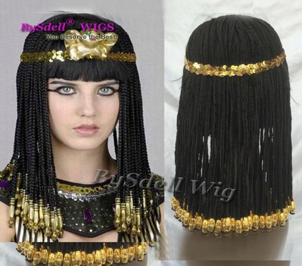 

cleopatra hairstyle braided hair wig egypt geography queen cosplay wig the great egyptian real cleopatra custom synthetic wig1795500, Black