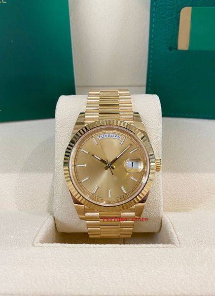 

day-date 40 watch 40 mm yellow gold 228238 fashion brand automatic waterproof sapphire men's watch, Slivery;brown