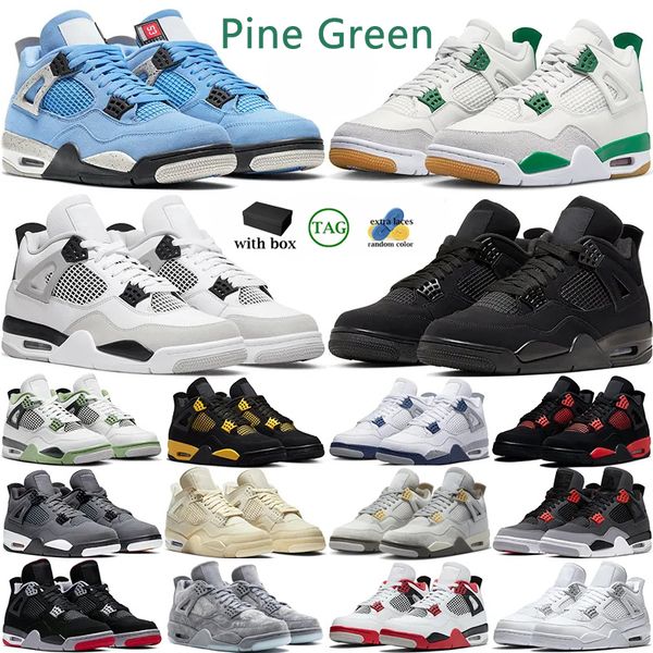 

with box 4s basketball shoes black cat military black pine green sail midnight navy men red thunder 4 pure money bred trainers sneakers size