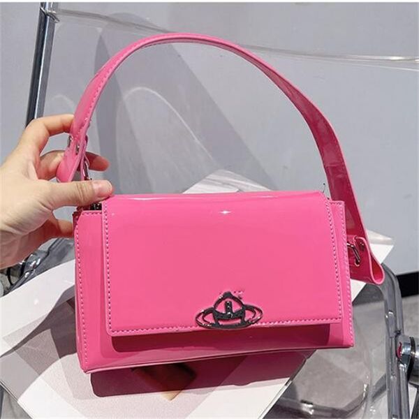 

designer women's evening bag fashion handbag patent leather bright face single shoulder armpit bag pink black small square bags