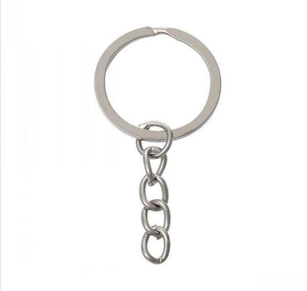 

key ring key chain rhodium plated 50mm long round split keychain whole key chain rings women men jewelry b0653112699, Silver