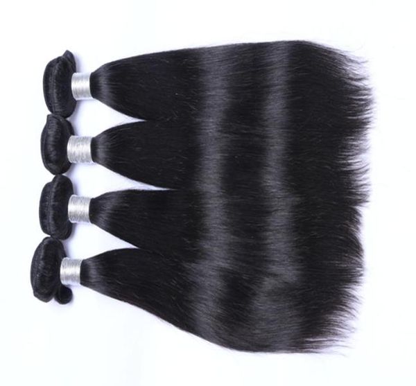 

9a virgin human hair brazilian malaysian peruvian indian hair extensions 34 pieces lot brazilian straight hair double weft natura3300882, Black