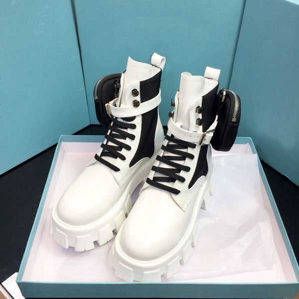 

luxury design new woman leather boots high cut ankle martin boots and removable key box nylon boots ladies outdoor boots shoes quality, Black