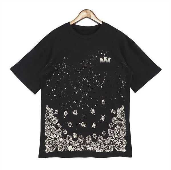 

23ss summer mens amr tshirts men short sleeve shirt embroidery colorful splash ink graffiti alphabet slogan print high street tshirt 462abk, White;black