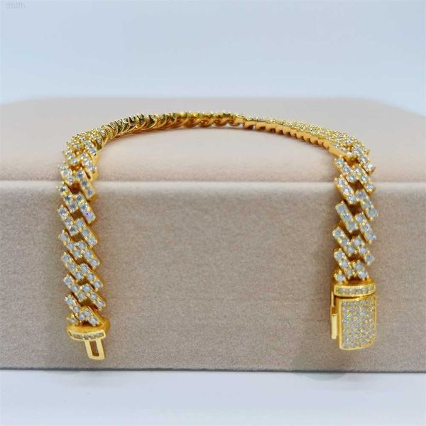 

2023 hiphop fine bling jewelry hip hop pass diamond tester 8mm moissanite vvs cuban chain bracelet, Silver