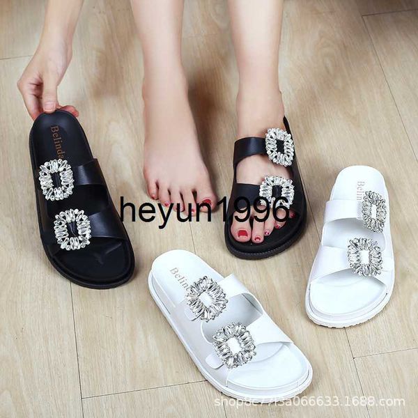 

slope heel thick soled slippers for women to wear out in summer 2019 new net red lazy fashion versatile ins cool drag, Black