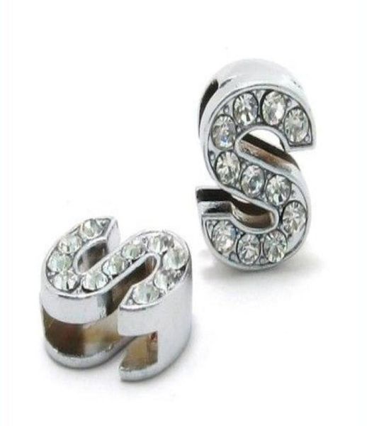

50pcslot 8mm s full rhinestones bling slide letter diy alphabet charms fit for 8mm wristband bracelet sl00101030858, Bronze;silver