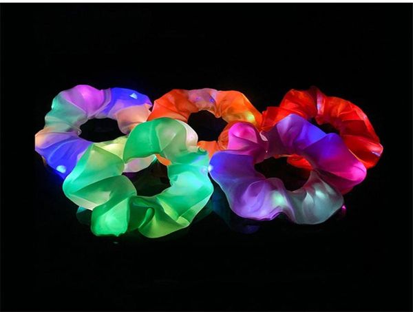 

led bright flashing satin large hair band intestine nightclub bar dance club luminous hair accessories women headdress 30pcs7946260