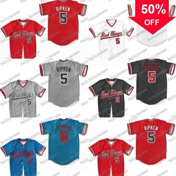 

xflsp glac202 cal ripken jr 5 rochester red baseball jersey red white grey blue movie baseball jerseys, Black