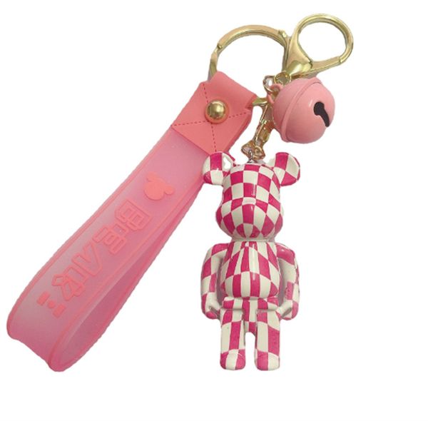

new creative fluid violence bear keychain, cartoon cute colorful camouflage bear car keychain bag pendant, Silver
