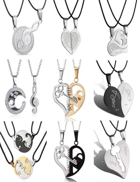 

pcsset 2 trend moon heart necklace for couple stainless steel family friend women chain choker jewelry gifts9456128, Silver