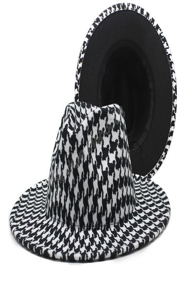 

fedoras winter hats houndstooth plaid patchwork hats for women men felted fedora hat chapeau femme7923707, Blue;gray