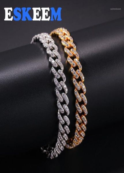 

selling hiphop jewelry 8mm cubic zirconia fully iced out miami cuban link bracelet13403303, Golden;silver