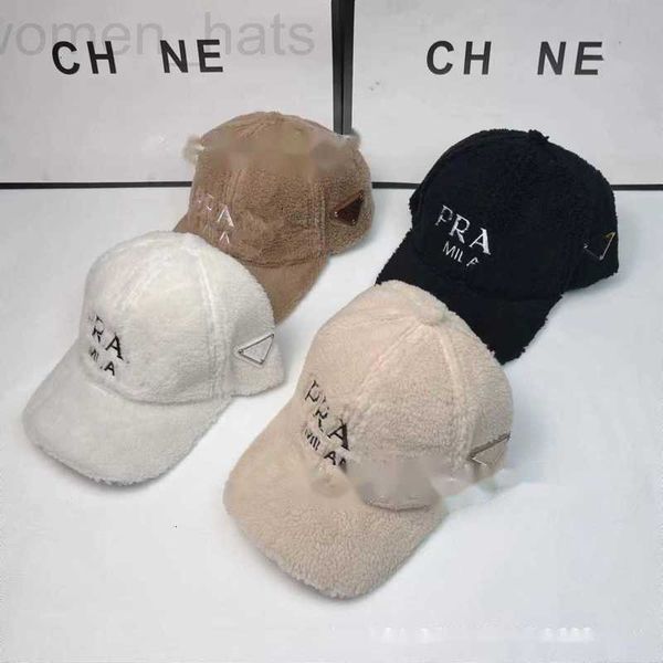 

ball caps designer new inverted triangle lamb fleece korean version fashion versatile men's and women's trend warm mesh red baseba, Blue;gray