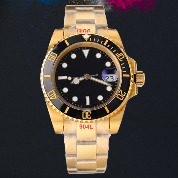 

u1 aaa luxury watches roex submarine watch 40mm 8215 movement original box wristwatch stainless steel golden folding buckle strap with black, Slivery;brown