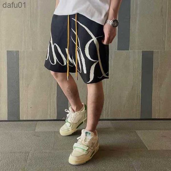 

2023s men shorts men's summer xiaozhongchao american style comfortable sports casual pure cotton black loose basketball l230520, White;black