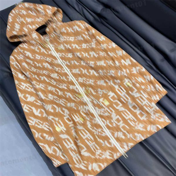 

women designer jacket summer 2023 full body logo sun protection fabric jackets letter printed mesh lined design long hooded jacket, Black;brown
