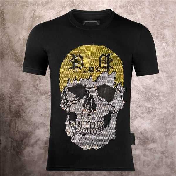 

summer mens womens designer t-shirt polo shirt fashion casual diamond process skull high-end printed round neck pullover short sleeve oversi, White;black