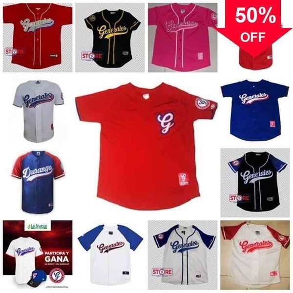 

xflsp glac202 generales de durango generales baseball jersey all stiched custom jersey mens womens youth fast shipping, Black