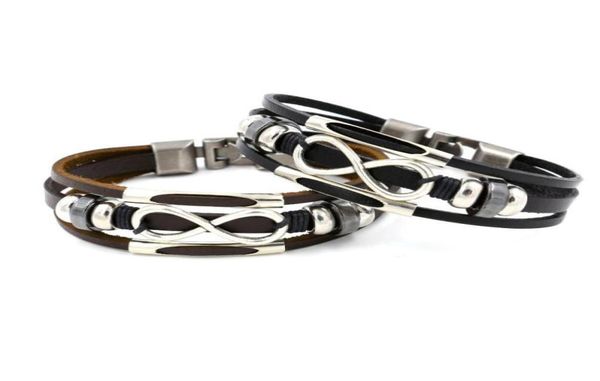 

infinity leather bracelet multilayer wrap bracelets wrist band cuffs for women men fashion jewelry gift will and sandy drop ship7908570, Golden;silver