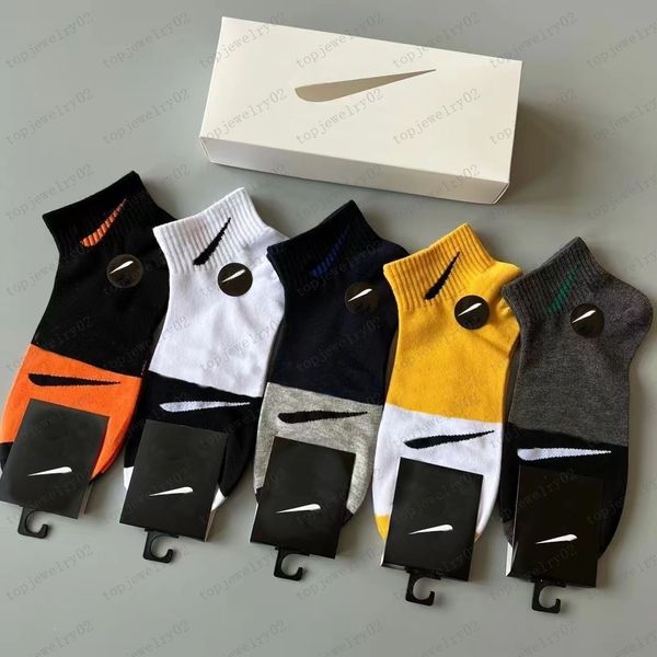 

2023 designer mens and womens socks five brands of luxurys sports sock winter net letter knit sock cotton with boxes, Black
