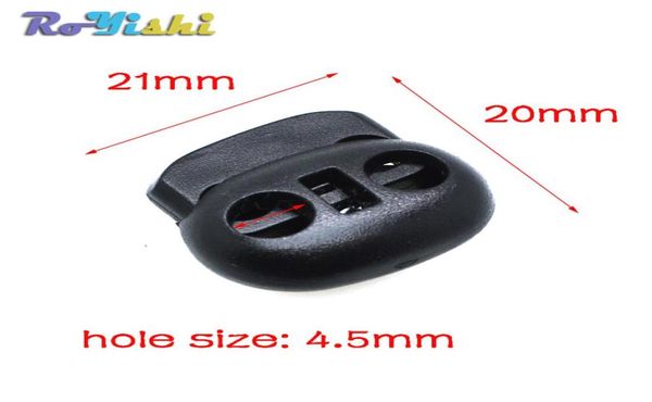 

100pcslot cord lock bean toggle ser plastic size20mm21mm8mm toggle clip black5424807, Black