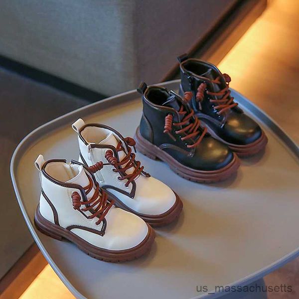 

sneakers children short boots bordered kids boot chunky 26-36 black white soft leather fashion girls winter plush shoes, Black;red