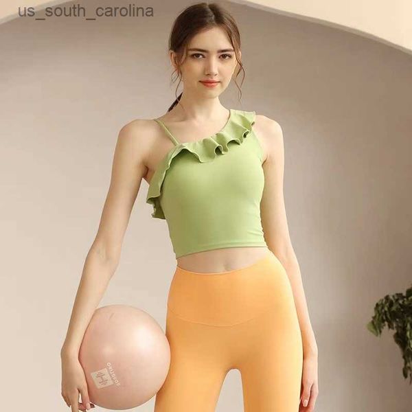 

camis s-xl yoga crop with pads women shockproof bras nude nylon soft tights push up tank breathable vest gym clothing l230522, White