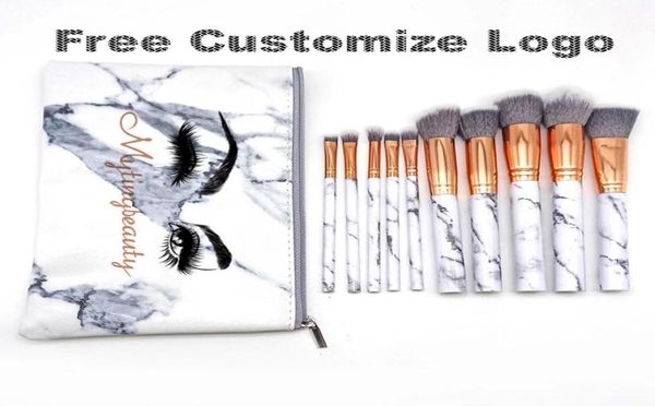 

10pcsset marbling makeup brushes kit marble pattern with pu brush bag powder contour eye shadow beauty make up brush cosmetic too9713675