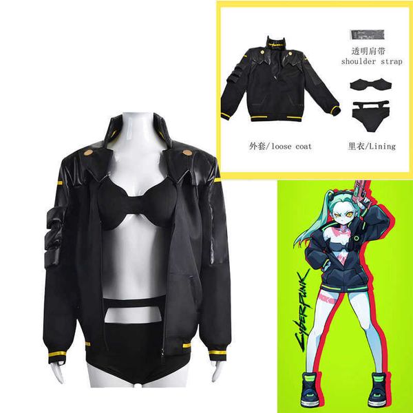 

anime costumes cyberpunk edgerunners rebecca cosplay anime come bodysuit jacket wig full suit halloween outfit for women z0602, Black