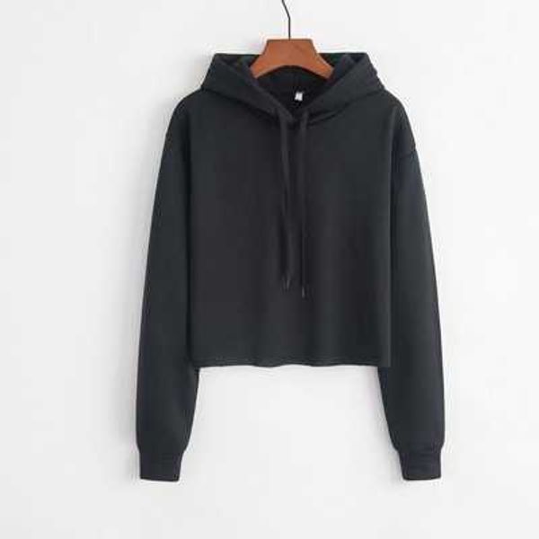 

custom cotton long sleeve crop women's pullover hoodies sweatshirtsqww, Black