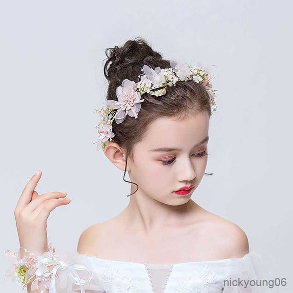 

hair accessories elegant girls headband imitated pearl headdress flower wreath bride garland head hoop wedding headbands baby, Slivery;white