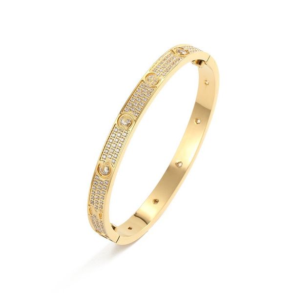 

classic luxury brand bracelet pure 925 sterling silver jewelry ladies screwdriver thick design rose gold diamond love bracelet wedding engag, White
