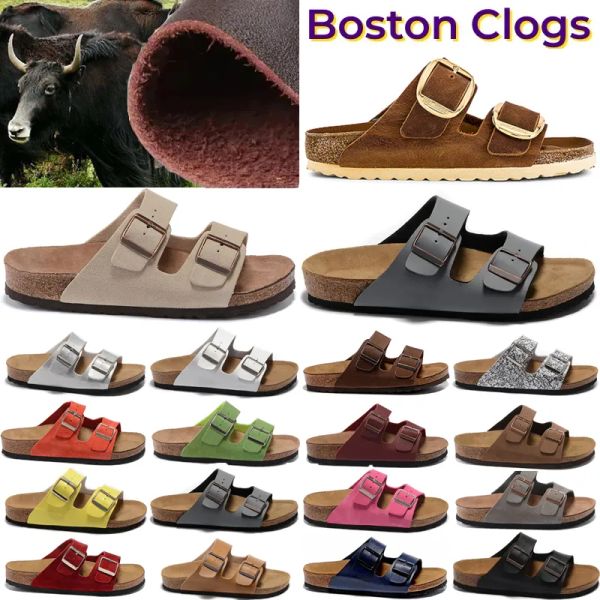 

2023 designer sandals birks boston clog arizona gizeh men women summer autumn slippers leather felt sliders outdoor buckle strap fla cas ebq, Black