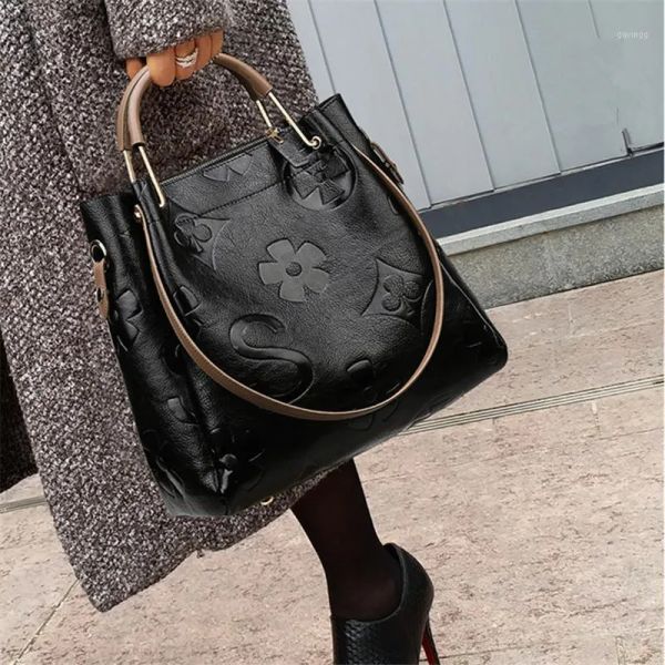 

women's bucket bag of plus-size vintage soft leather cross bag