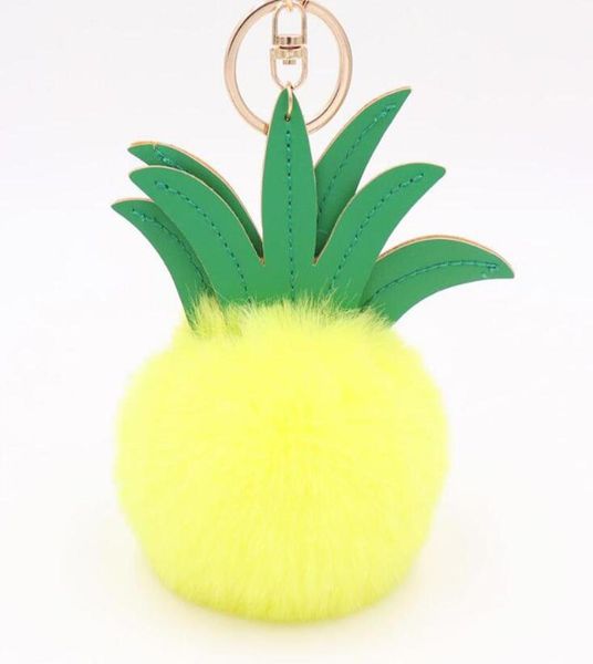 

15pcslot fashionable pineapple hair ball key chain pu leather fruit bag charm car key ring pendant gift wedding souvenir keychain7988371, Slivery;golden