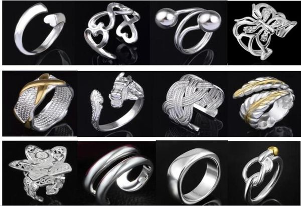 

jewelry factory beautiful mixed 50pcs charm 925 silver ring with side stones jewelry lowest fashion 13449387817