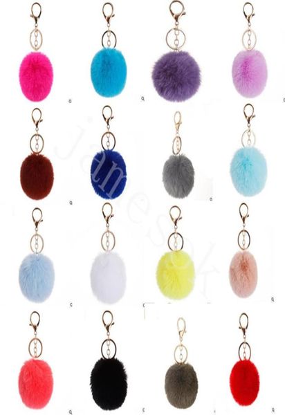 

37 colors 8cm imitate rabbit fur ball keychain pom pom car keychain handbag keychain fluffy faux rabbit fur key ring db1872046176, Silver