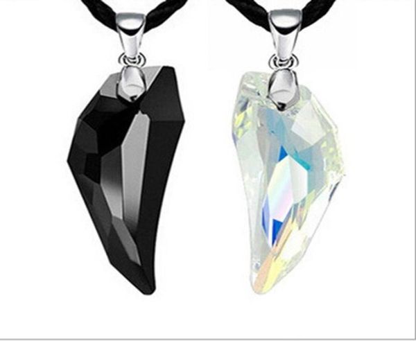 

austrian crystal wolf tooth necklace for men women black white yellow pendants vintage long chain pendant necklaces jewelry4024410, Silver