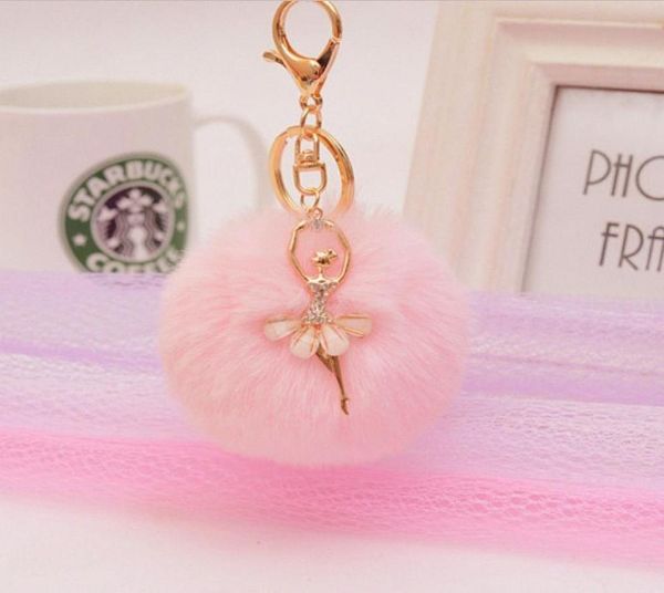 

rhinestone ballet girl keychains rabbit hair ball keychains 16 color choose alloy fashion alloy keychains ds123148479, Silver