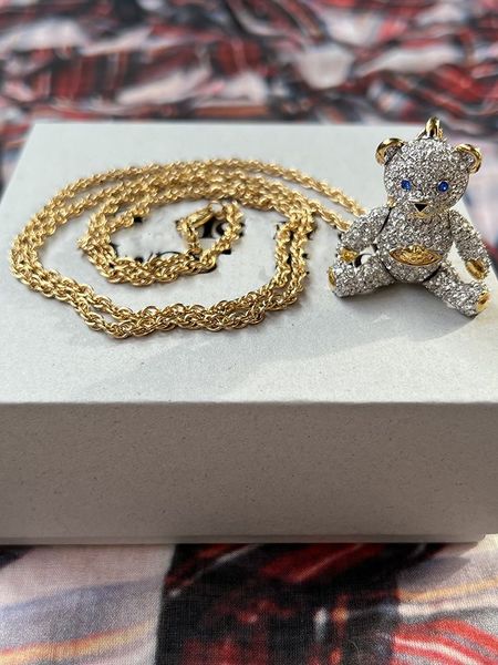 

brand designer planetary teddy bear necklace bracelet stud earrings brooch, Black