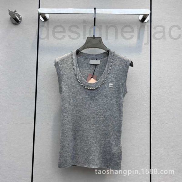 

women's tanks & camis designer boutique wear spicy girl casual rhinestone u neck sleeveless knitted tank for summer outwear mwl7, White