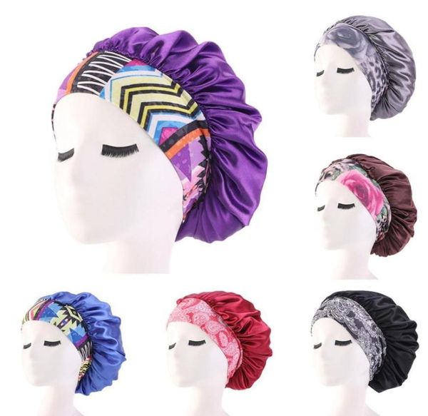 

women039s satin solid widebrimmed sleeping hat night sleep cap hair care bonnet floral wide band slouchy hat hair care5096020, Blue;gray