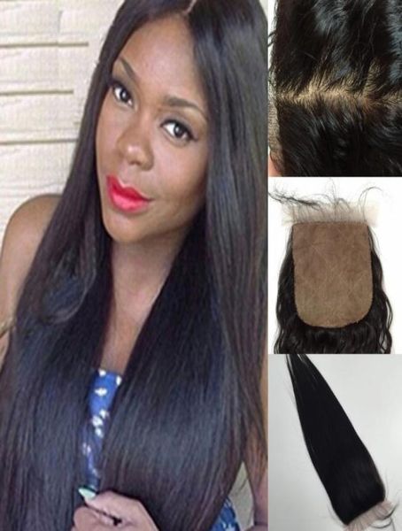 

human hair silk closure 4x4 inch straight chinesemongolian virgin hair lace closure can be dyed silk0172299576, Black